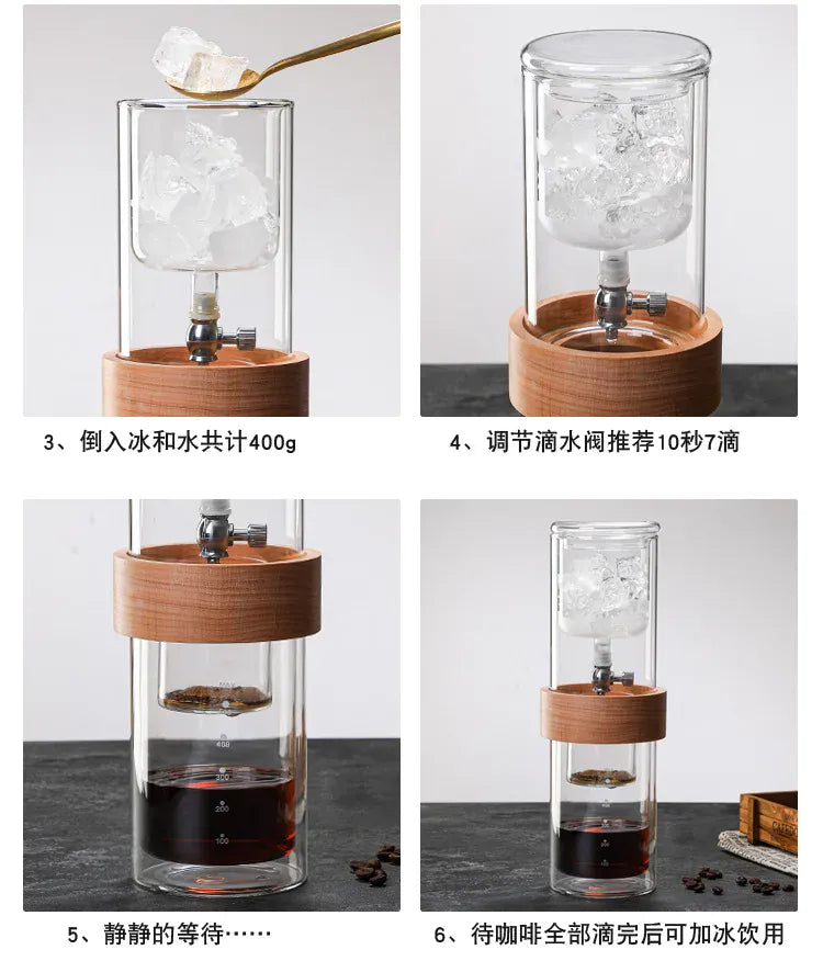 Glass Cold brew coffee maker Glass coffee set Double ice drop coffee maker Hand brew coffee maker Coffee tools