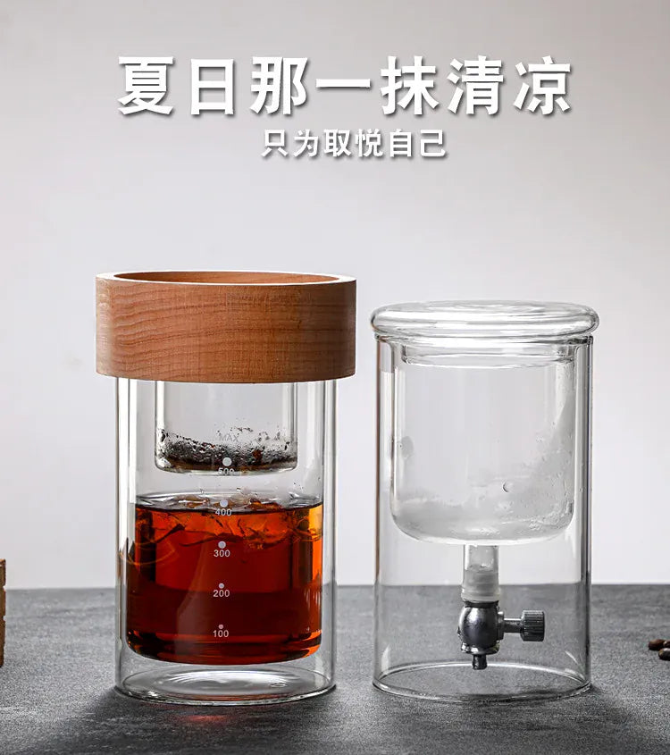 Glass Cold brew coffee maker Glass coffee set Double ice drop coffee maker Hand brew coffee maker Coffee tools