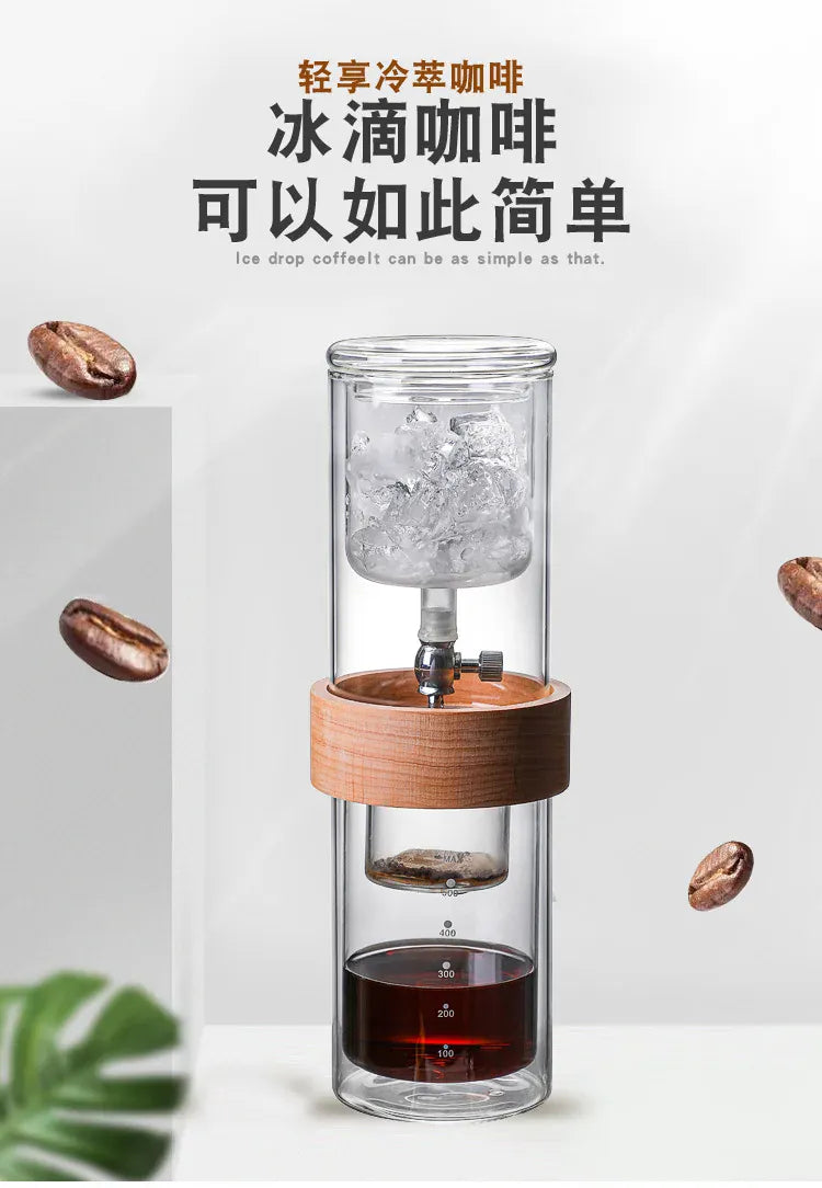 Glass Cold brew coffee maker Glass coffee set Double ice drop coffee maker Hand brew coffee maker Coffee tools
